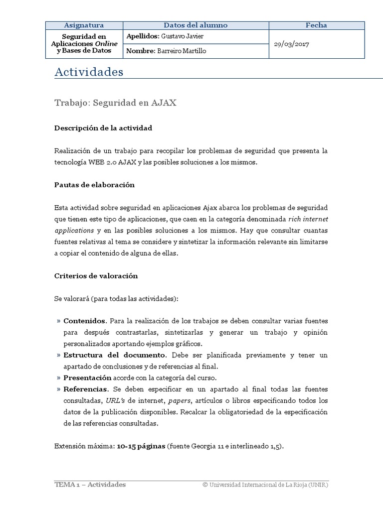 Seguridad Ajax | PDF | Script Java | Ajax (Programación)