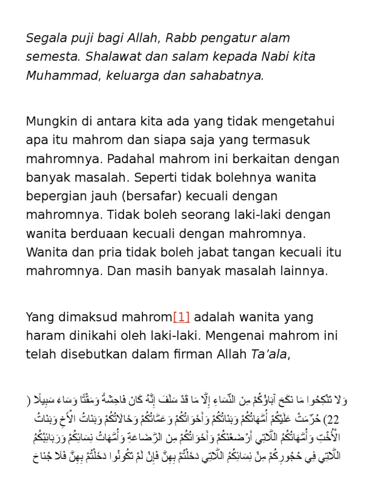 Pemahaman Tentang Mahrom dalam Islam | PDF
