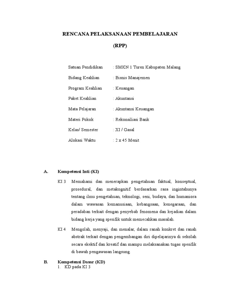 Rpp Rekonsiliasi Bank
