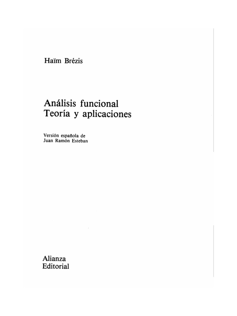 Brezis H. Analisis Funcional, Teoria y Aplicaciones PDF PDF