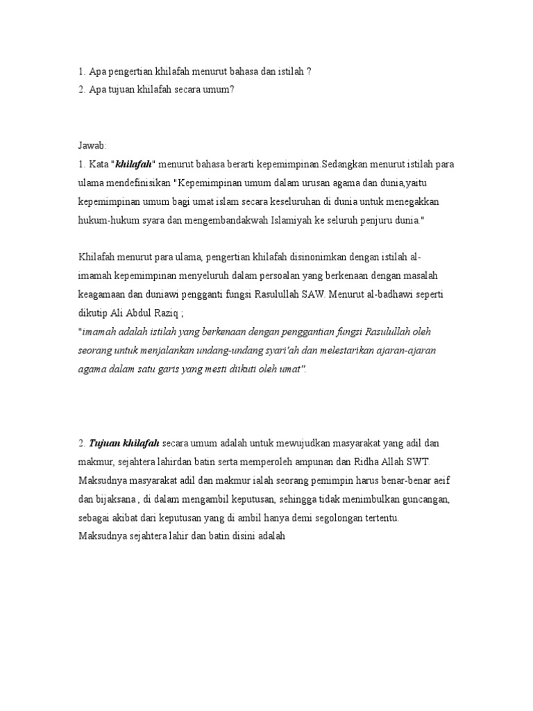 Apa Pengertian Khilafah Menurut Bahasa Dan Istilah1