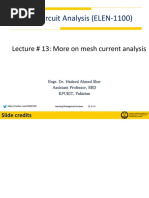 Linear Circuit Analysis (ELEN-1100) : Lecture # 13: More On Mesh Current Analysis