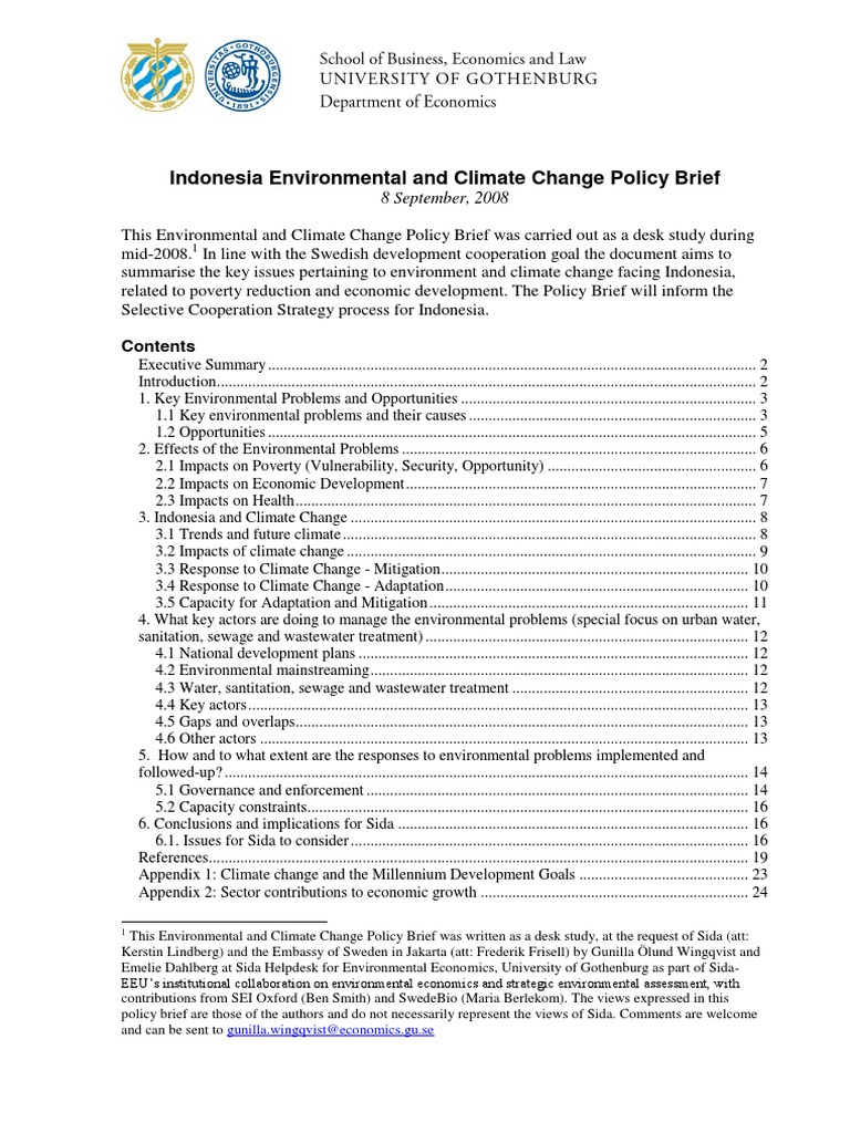 Indonesia Climate Change Policy Brief | PDF | Clean Development ...