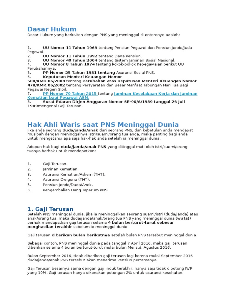 Dasar Hukum Jkm Taspen