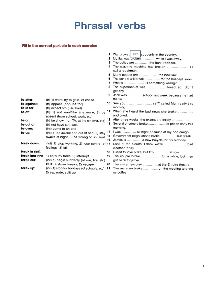 Phrasal Verbs Exercise Guide | PDF
