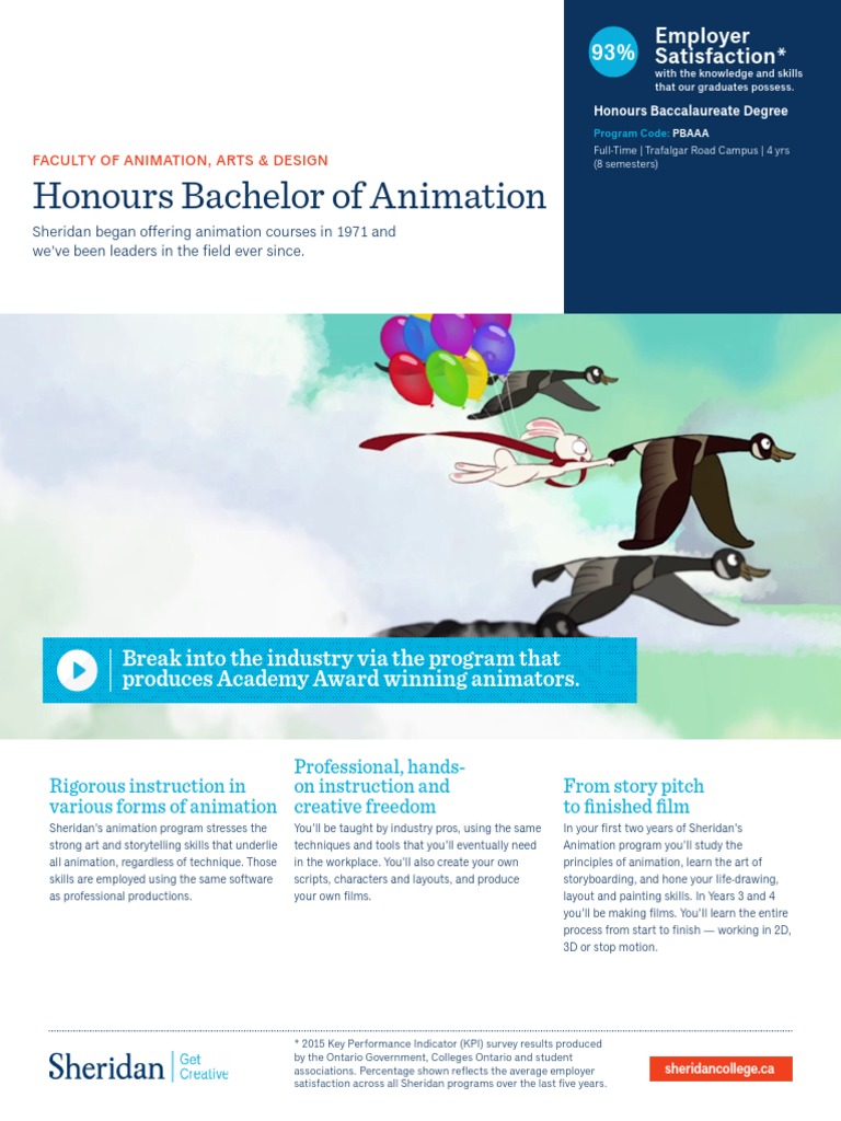 Sheridan Honours Bachelor of Animation | PDF | Academic Degree ...