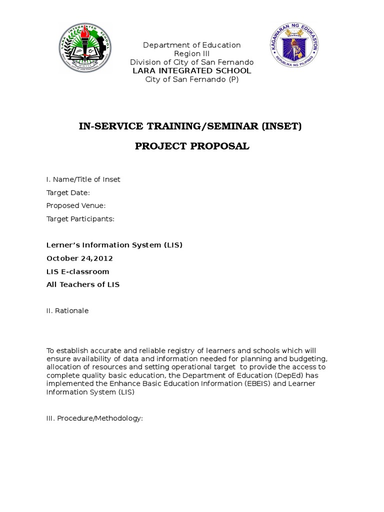 Project Proposal INSET LIS2 Teaching And Learning Further Education
