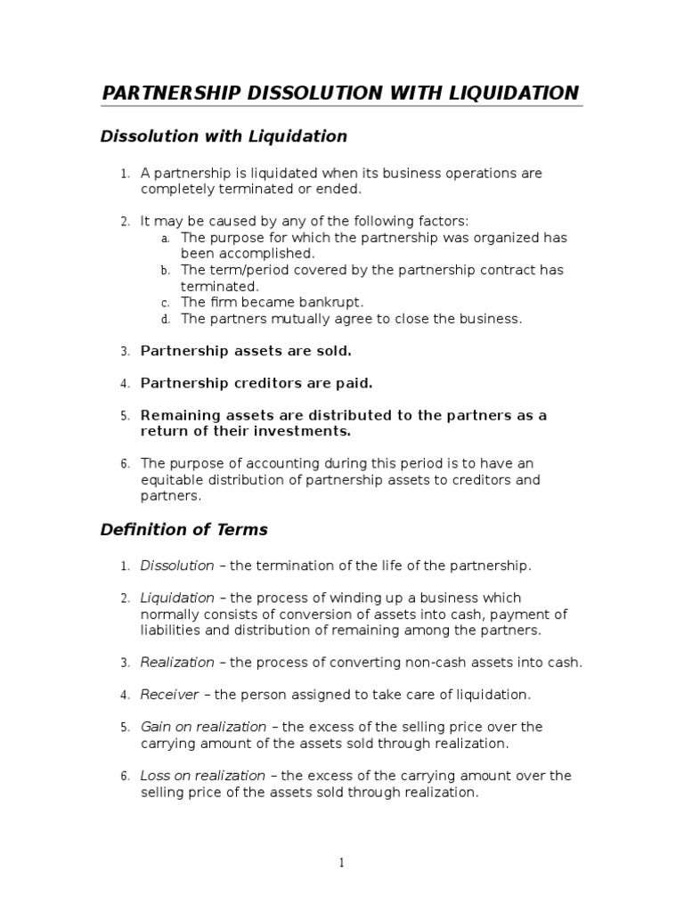 Partnership5 Dissolution W: Liquidation | PDF | Debits And Credits ...