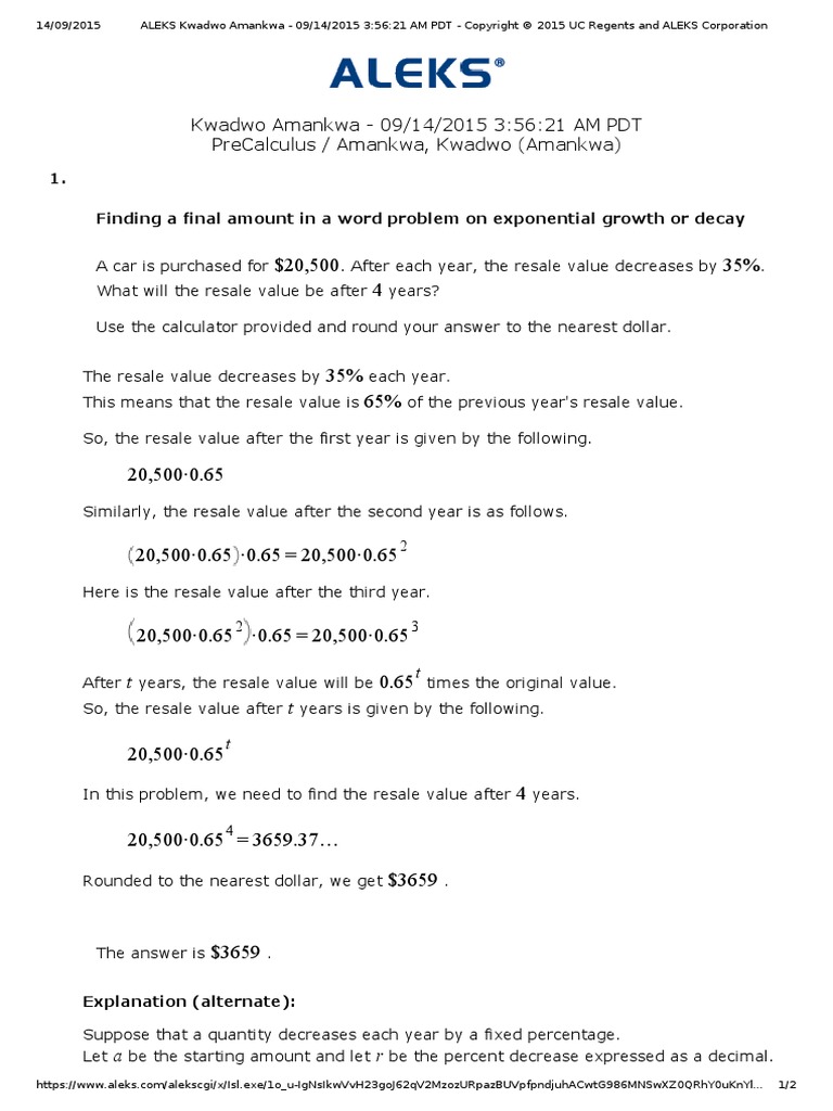 J - Finding A Final Amount in A Word Problem On Exponential Growth or ...
