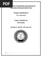 Seperation of Powers and System of Checks and Balances in Usa