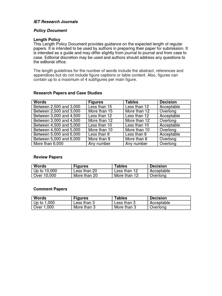 IET Research Journals Length Policy | PDF