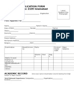Application Form For All Govt Post in Pakistan (Aplicable)