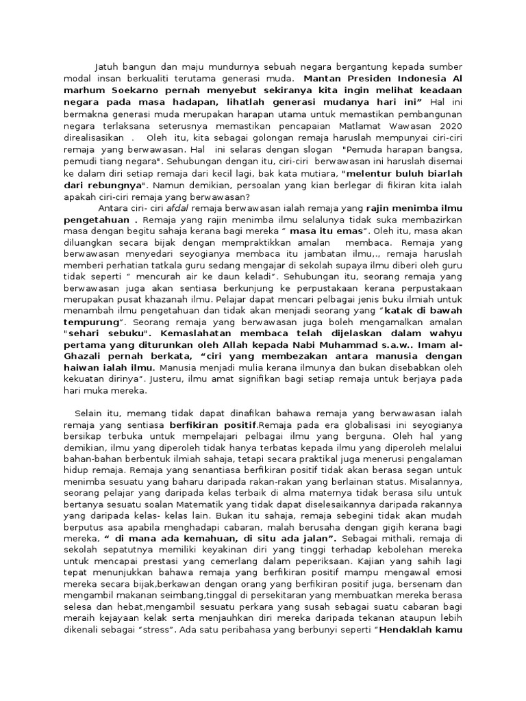 Karangan Remaja Berwawasan Cemerlang Pdf