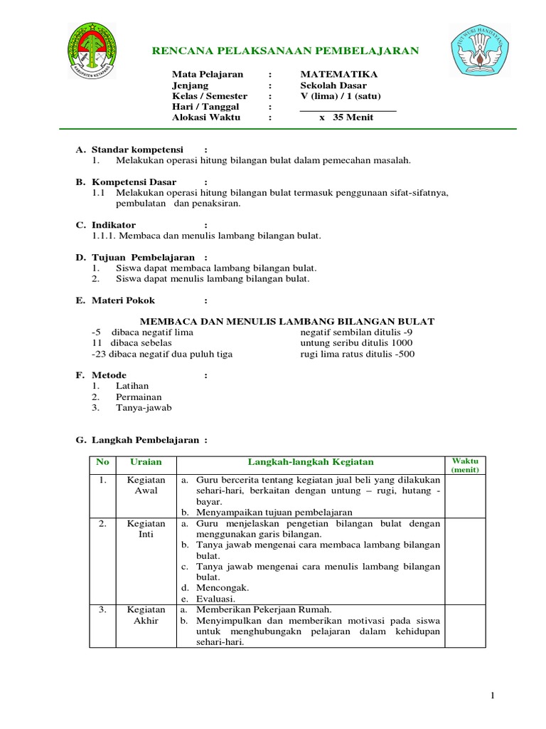 rpp problem solving matematika sd