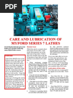 Myford ML7 Lubrication Chart