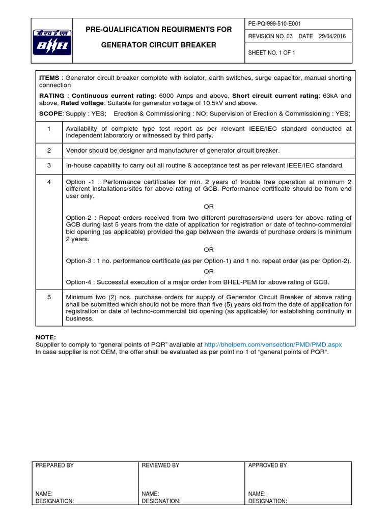 Generator Circuit Breaker Pre-Qualification | PDF | Electric Generator ...