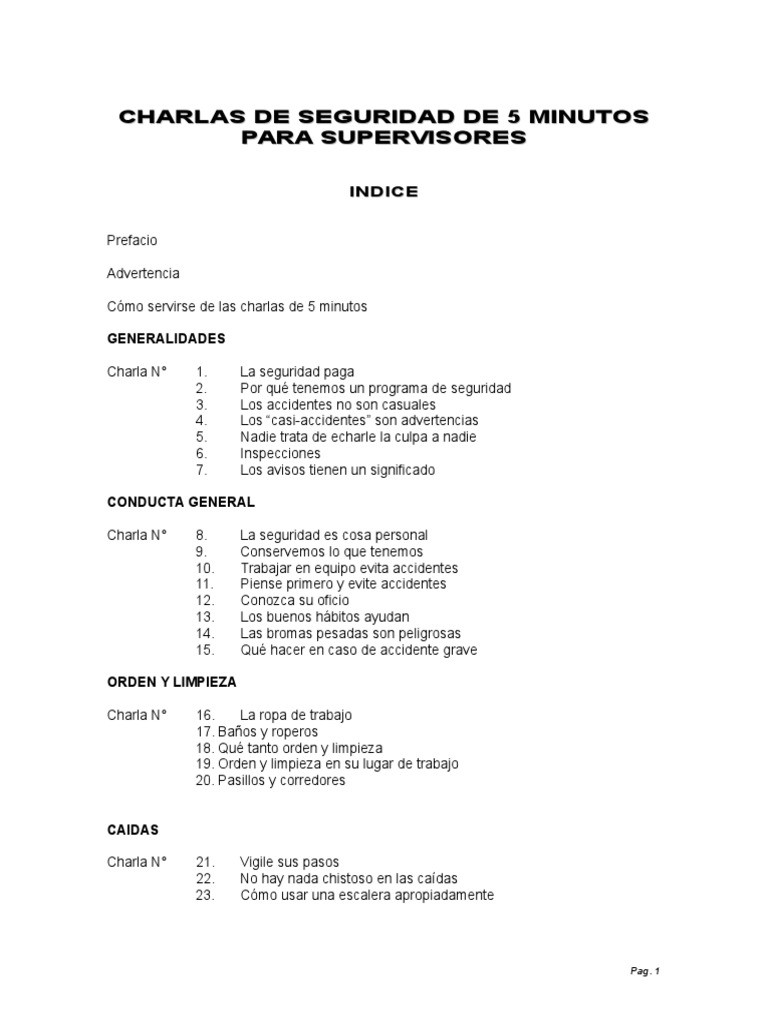 Charlas De Seguridad De 5 Minutos Pdf Revólver Ingeniería