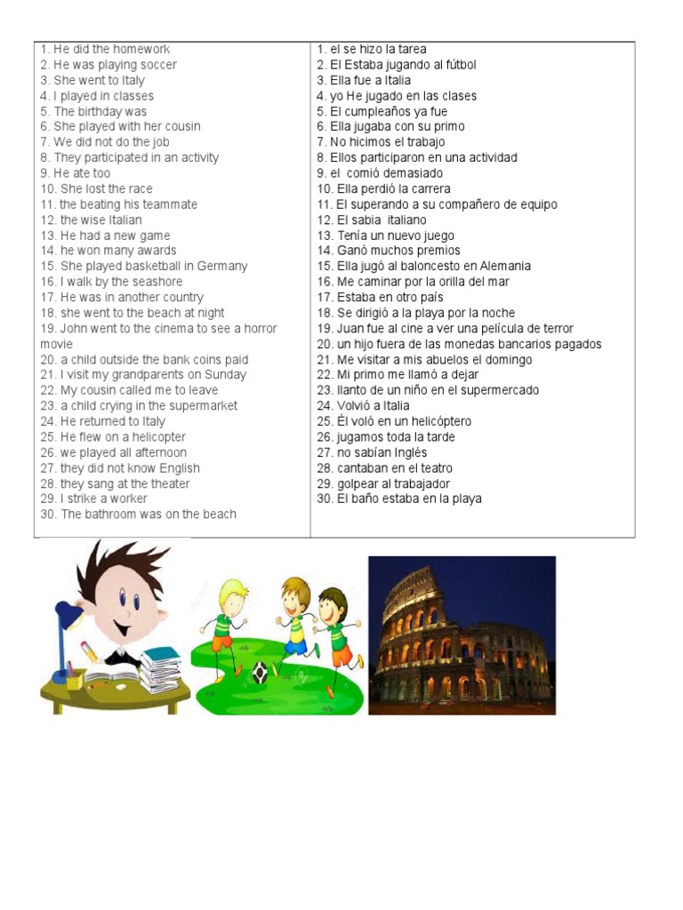 30 Oraciones en Pasado Simple