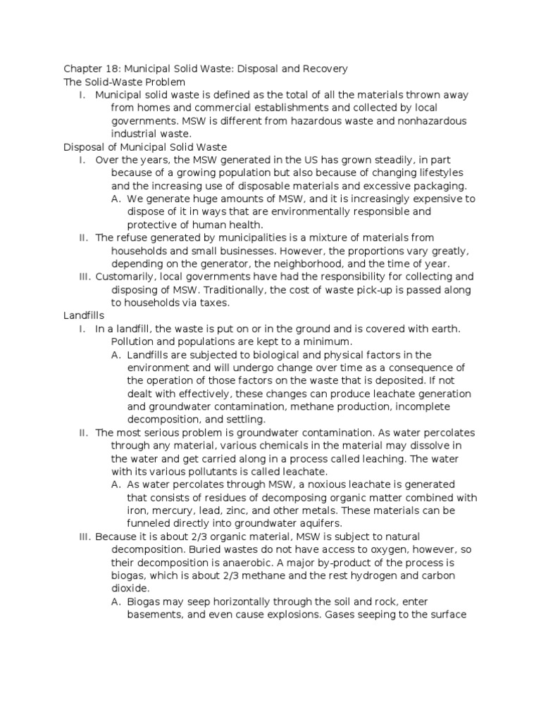 Municipal Solid Waste: Disposal Methods | PDF | Municipal Solid Waste ...