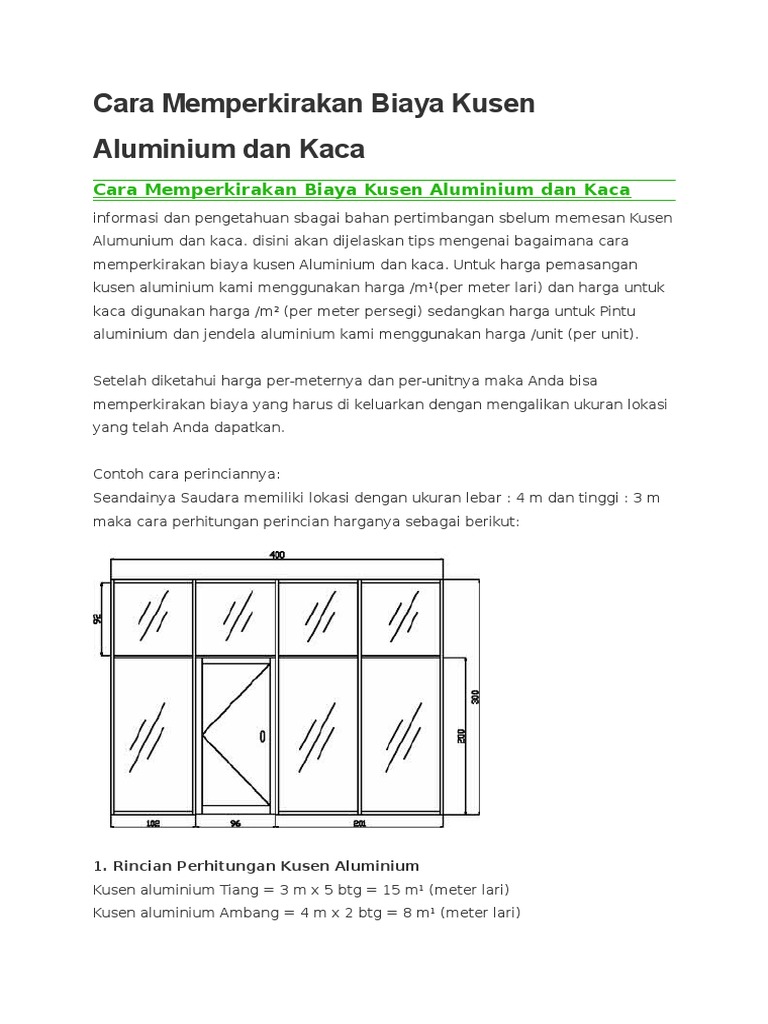  Cara  Menghitung  Volume  Dan  Harga Kusen  Aluminium Pintu  