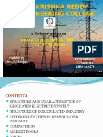 Dregulation of Electrical Utility Systems