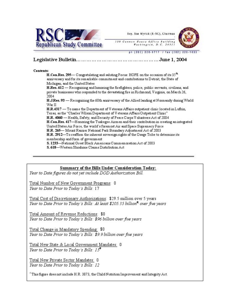 HR 4060 Original Safety and Security Legislation PDF Article One Of