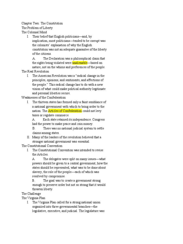 AP American Government: Chapter Two: The Constitution | PDF | Veto ...