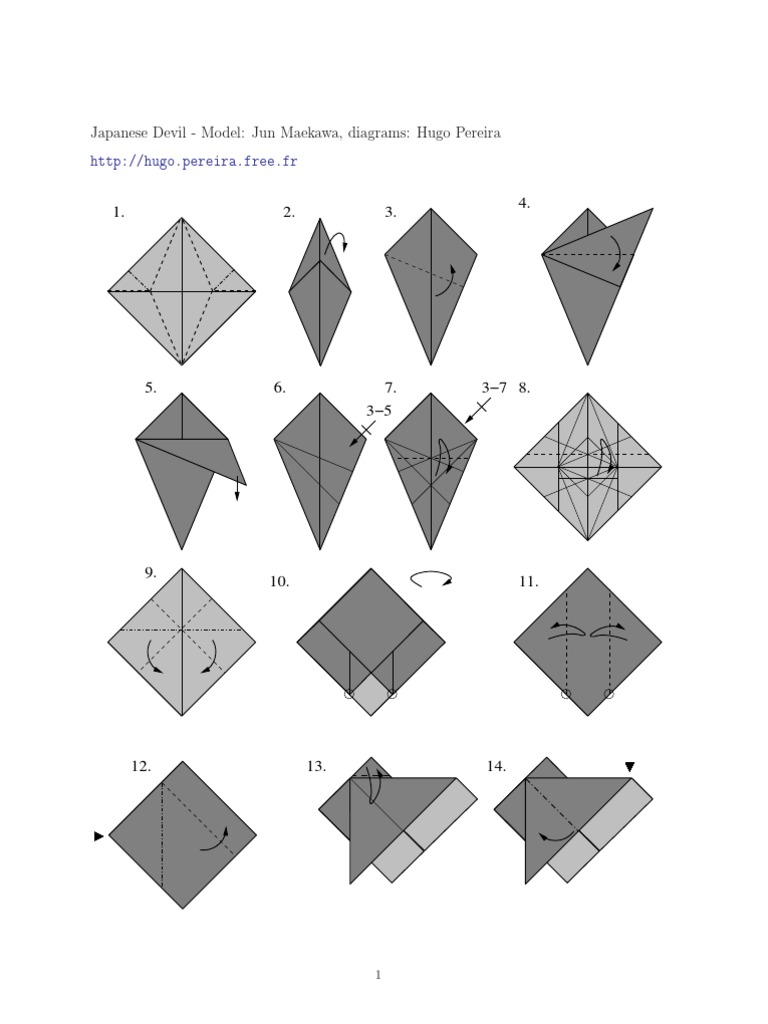 Japanese Devil Origami Instructions | PDF | Flap (Aeronautics) | Geometry