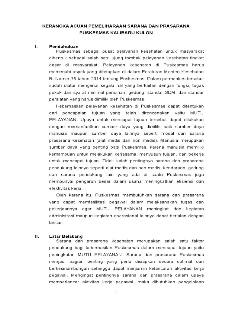 334179156 Kerangka Acuan Pemeliharaan Sarana Dan Prasarana