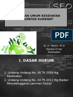 Kebijakan Umum Kesehatan Kabupaten Sumenep: Dr. H. Fatoni. M.Si Kepala Dinas Kesehatan