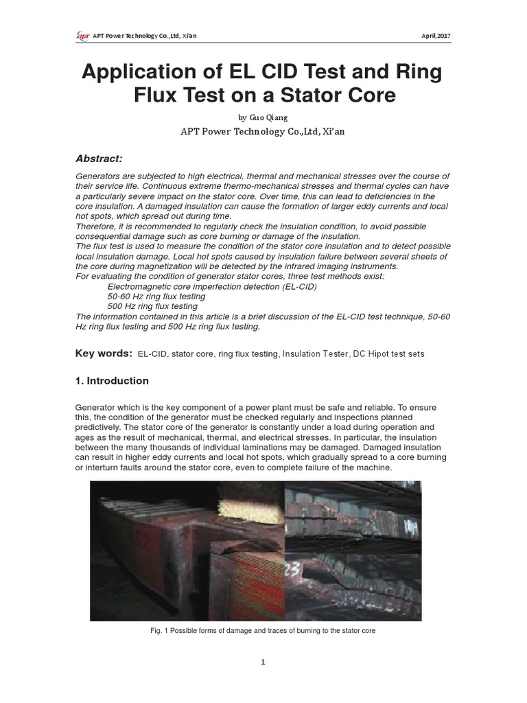 EL CID Test and Ring Flux Test On A Stator Core PDF PDF Electric