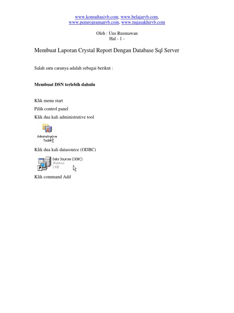 Membuat Laporan Crystal Report Dari Database SQL Server PDF | PDF