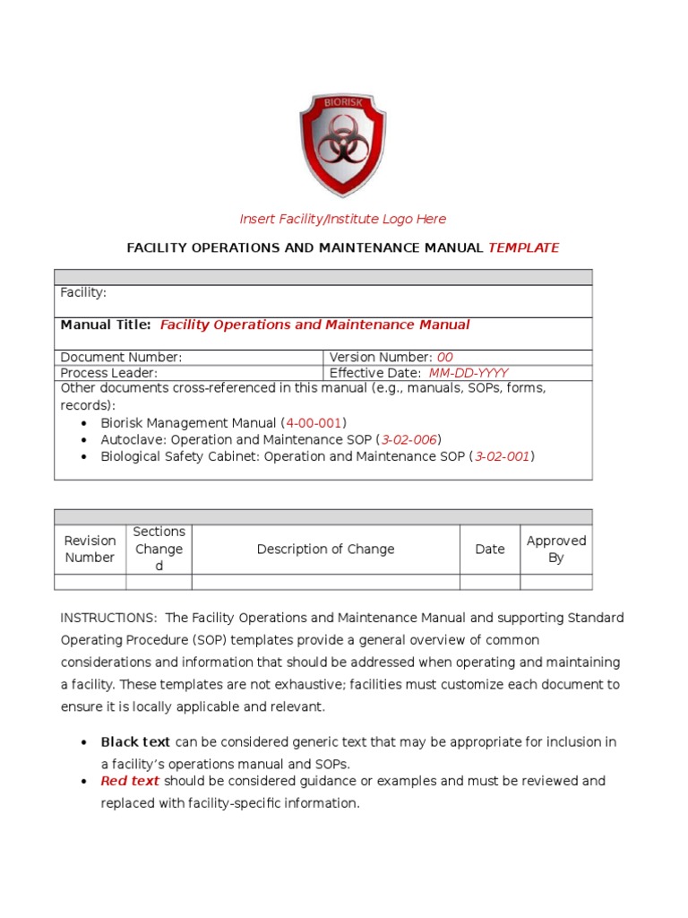 Facility Operations & Maintenance Manual | PDF | Hvac | Risk