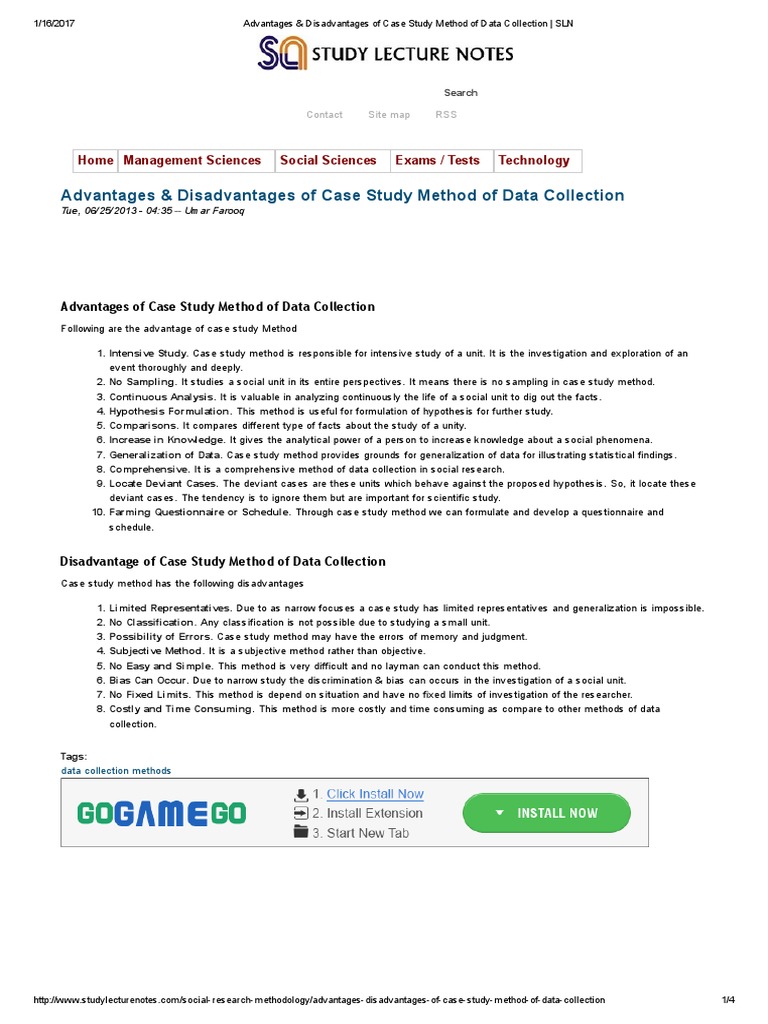 Advantages & Disadvantages of Case Study Method of Data Collection
