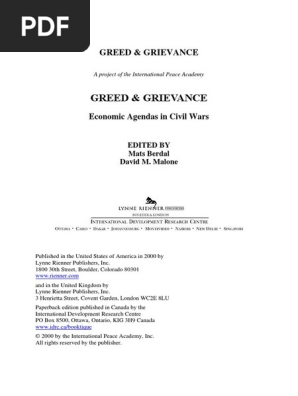 Berdal Greed And Grievances Pdf Globalization Violence