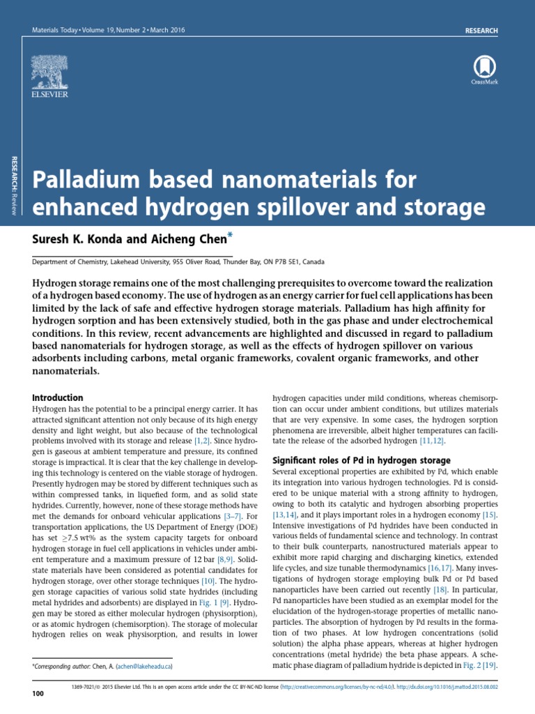 Palladium Based Nanomaterials For Enhanced Hydrogen Spillover and ...