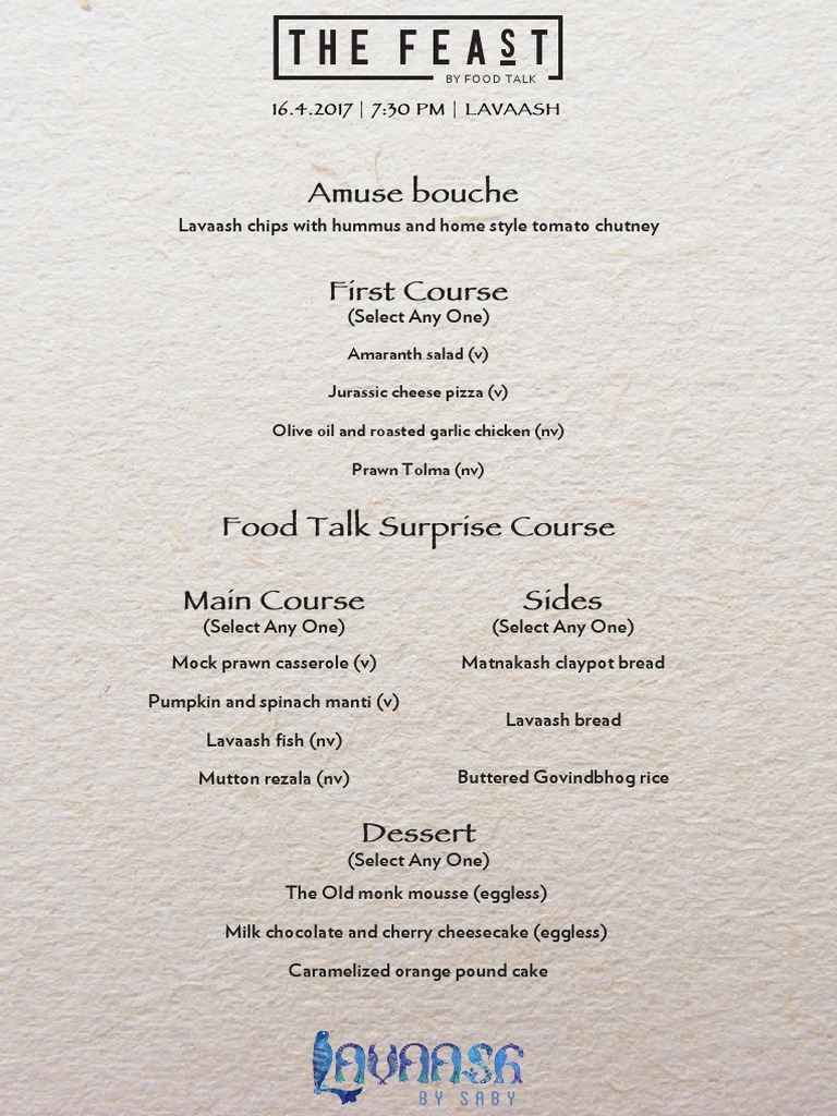 Menu - Laavash - 2ND | PDF