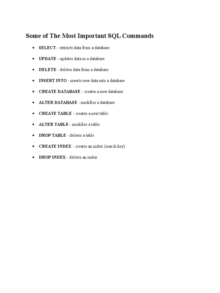 Most Common SQL Commands | PDF