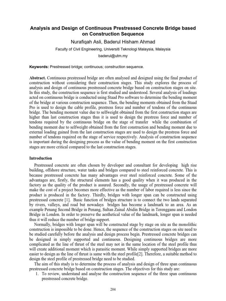 Analysis and Design of Continuous Prestressed Concrete Bridge Based On ...