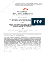 Mittal Steel Holdings Ag: Announcement