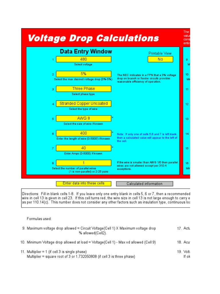 NEC Voltage Drop Calculation Guide | PDF | Electrical Wiring ...