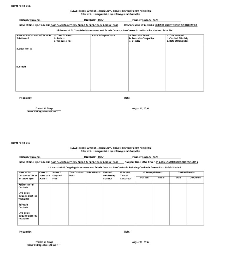 Road Concreting Bid Document - Lindongan | PDF | Business