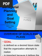 Managerial Planning and Goal Setting