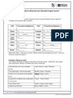 Worksheet - Question 3: What Are Your Favourite English Words?