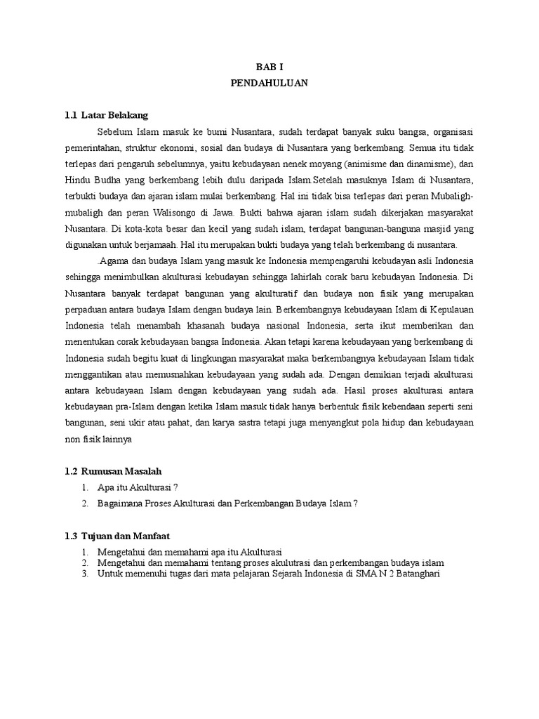 MAKALAH SEJARAH INDONESIA - Akulturasi Dan Kebudayaan Islam