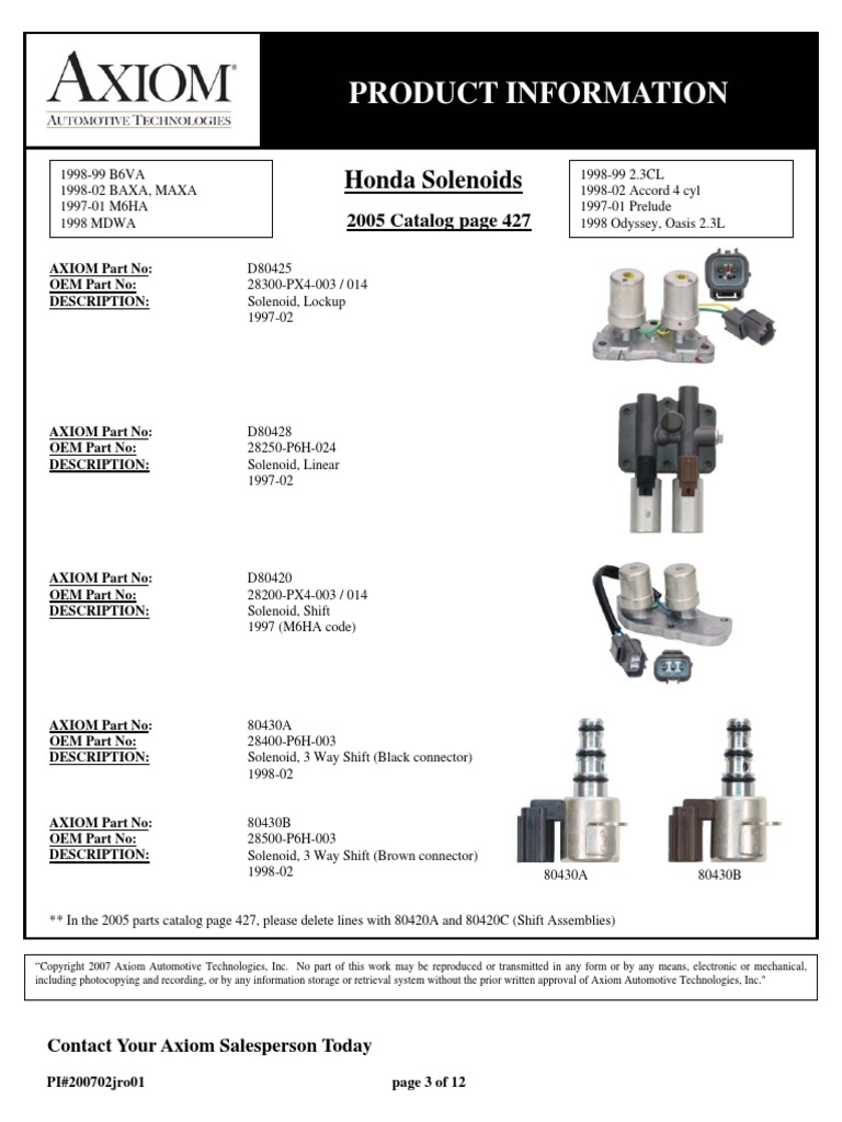 Honda Solenoids Id Guide PDF