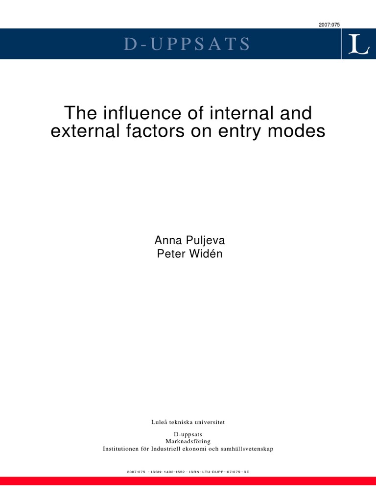 The Influence of Internal and External Factors On Entry Modes | PDF ...