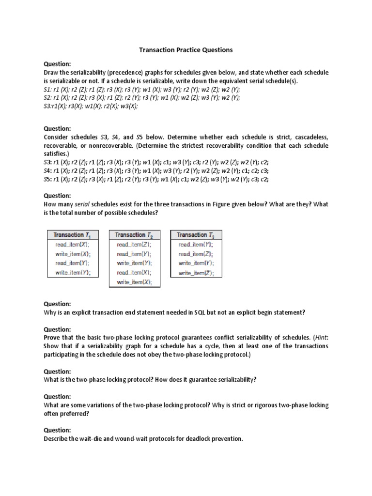 Transaction Practice Questions | PDF