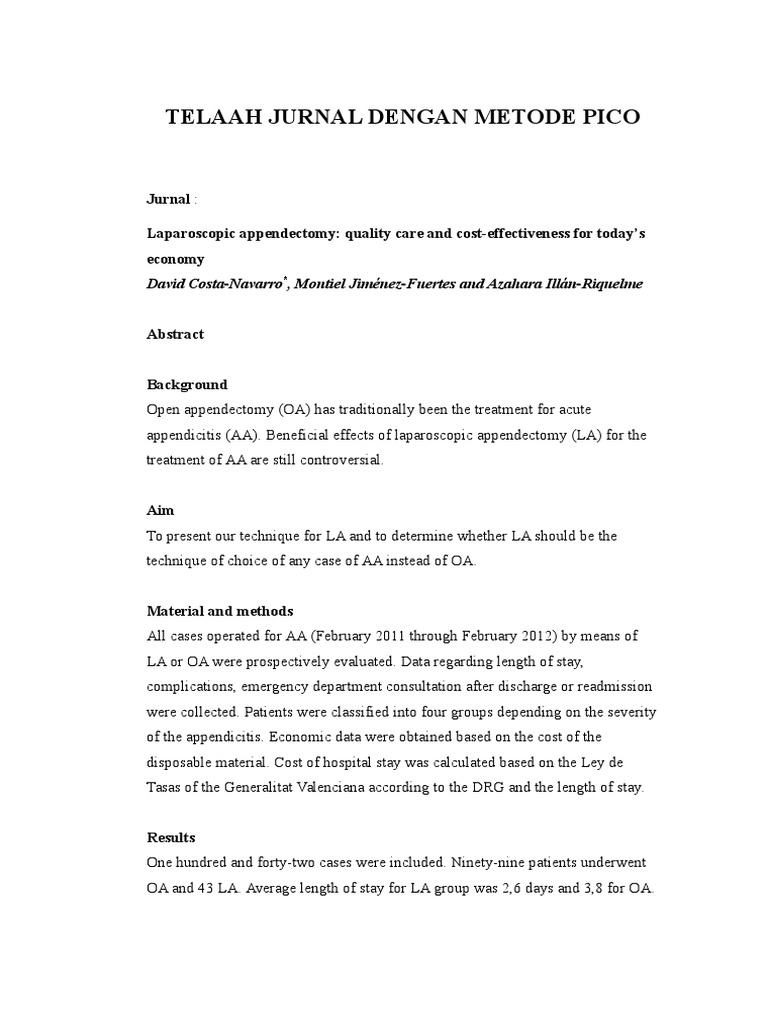 Telaah Jurnal Dengan Metode Pico | PDF | Wellness