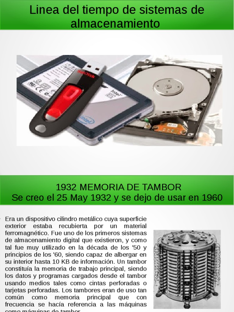 Linea Del Tiempo de Almacenamientos | PDF | Dispositivo de almacenamiento  de datos | Memoria del ordenador